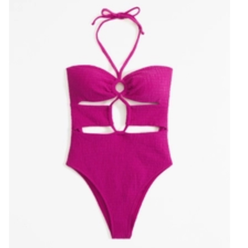 Abercrombie and Fitch Halter O Ring One Piece swimsuit size small pink